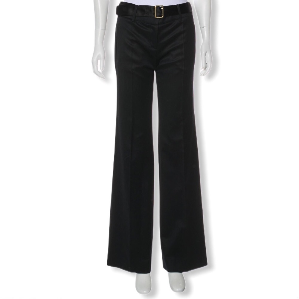 Stella McCartney Black Belted High Rise Wool Black Dress Pants